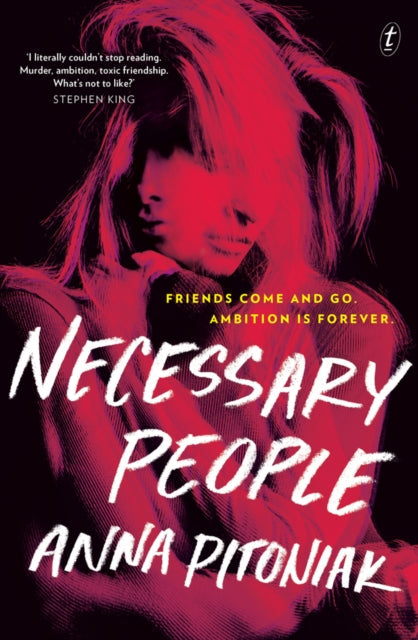 Necessary People book cover featuring a woman's face and hair in red tones.