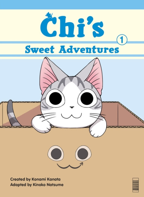 Chi's Sweet Adventures, Volume 1, features a cute cat peeking out of a cardboard box.
