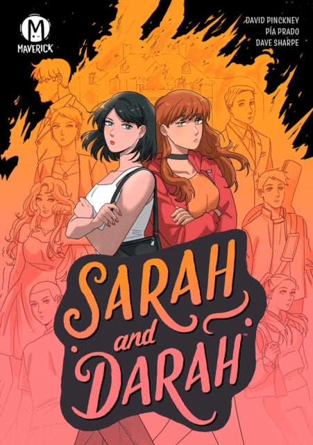 Sarah and Darah comic book cover featuring characters and a burning house.