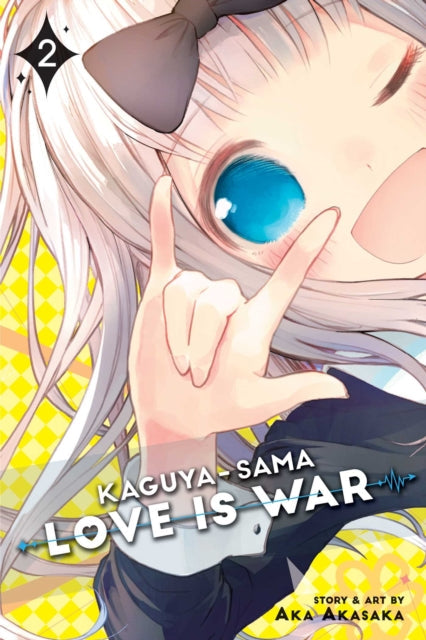 Kaguya-sama Love Is War Vol 2 manga cover featuring a close-up of a character with blue eyes and white hair.