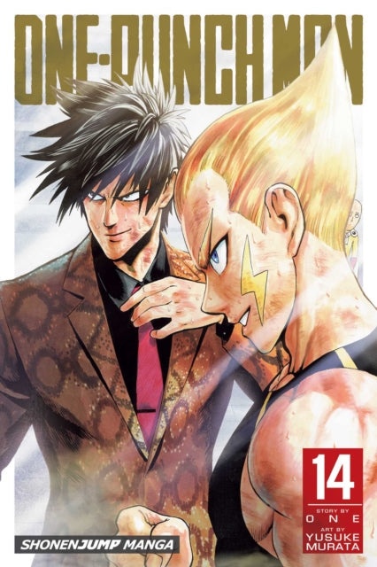 One-Punch Man, Vol. 14 manga cover featuring two male characters.