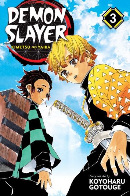 Demon Slayer: Kimetsu no Yaiba, Vol. 3 manga cover featuring Tanjiro and Zenitsu.