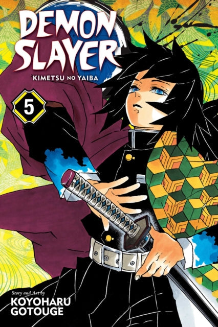 Demon Slayer: Kimetsu no Yaiba, Vol. 5 manga cover featuring Giyu Tomioka.