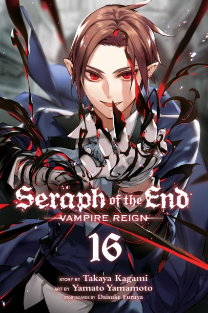 Seraph of the End, Vol. 16 manga cover featuring a vampire with red eyes.