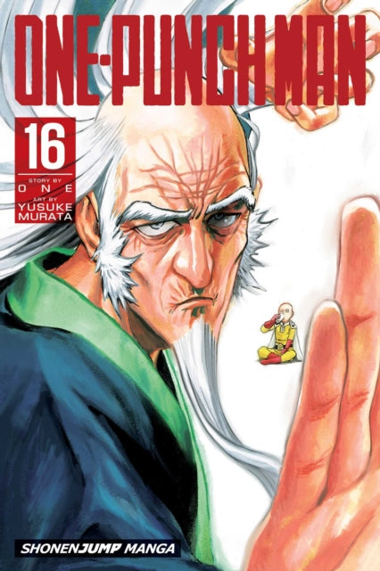 One-Punch Man, Vol. 16 manga cover featuring an old man and a small Saitama.