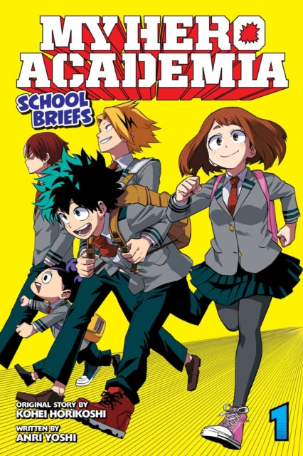 My Hero Academia: School Briefs, Vol. 1 cover art featuring anime characters running.