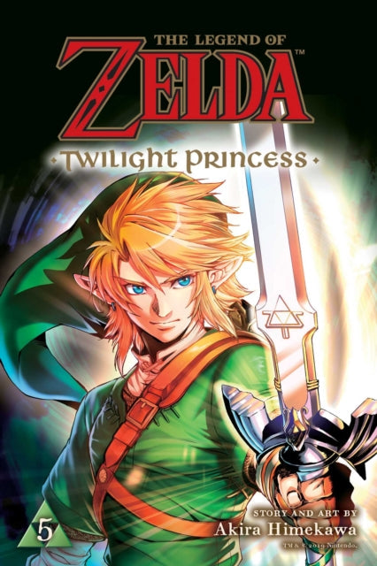 The Legend of Zelda Twilight Princess Vol. 5 manga cover features Link holding the Master Sword.