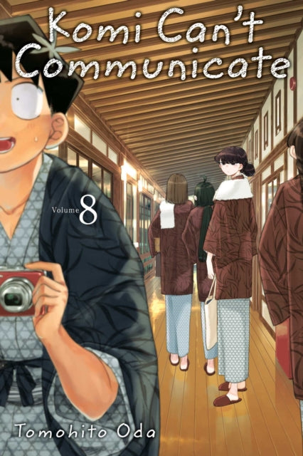 Komi Can't Communicate, Vol. 8 manga cover featuring characters in a hallway.