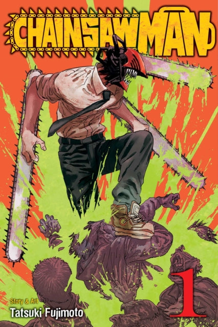 Chainsaw Man, Vol. 1 manga cover featuring a character with a chainsaw head.