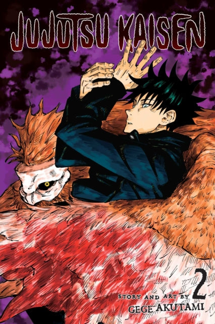 Jujutsu Kaisen, Vol. 2 manga cover featuring Megumi Fushiguro and a cursed spirit.