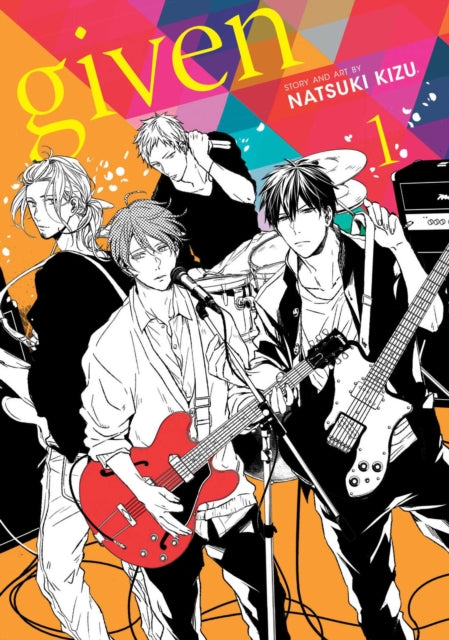 Given, Vol. 1 manga cover featuring four band members with guitars and drums.