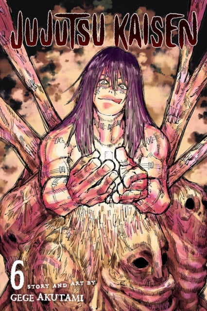 Jujutsu Kaisen, Vol. 6 manga cover featuring a character with purple hair and stitched skin.