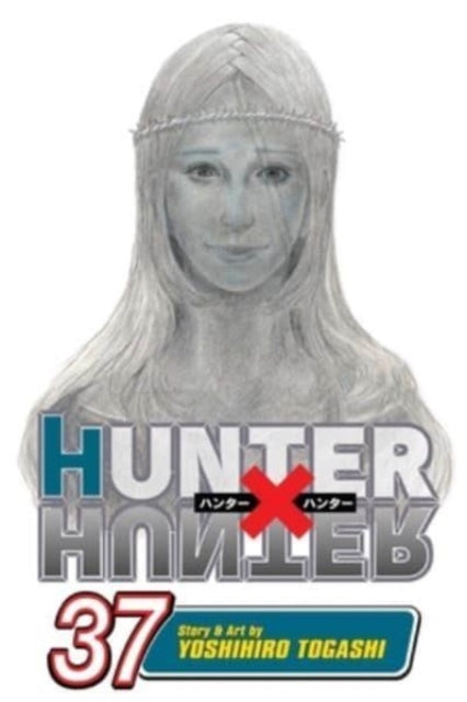 Hunter x Hunter, Vol. 37 manga cover featuring a grey-toned drawing of a woman with long hair and a crown.