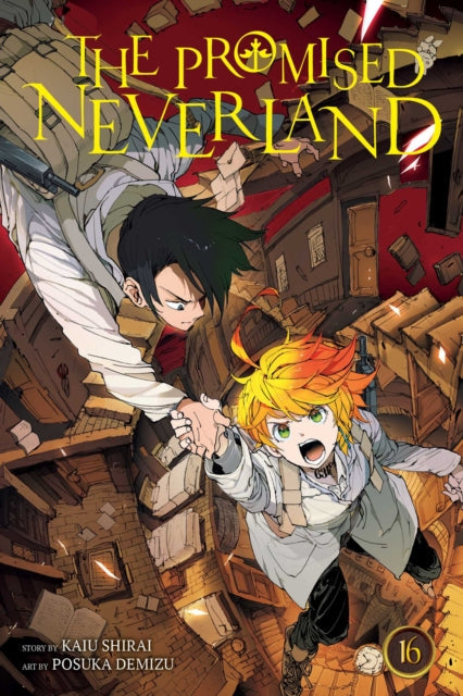 The Promised Neverland, Vol. 16 manga cover features two children reaching for each other.