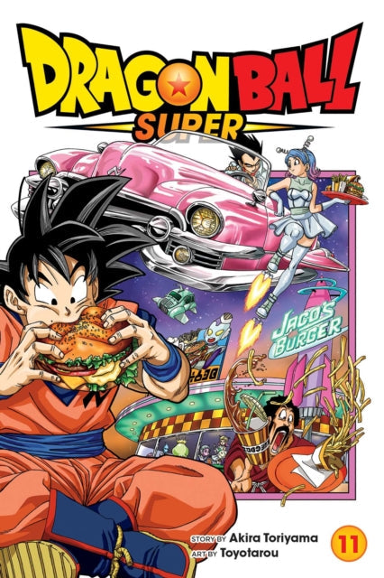 Dragon Ball Super, Vol. 11 manga cover featuring Goku eating a burger.