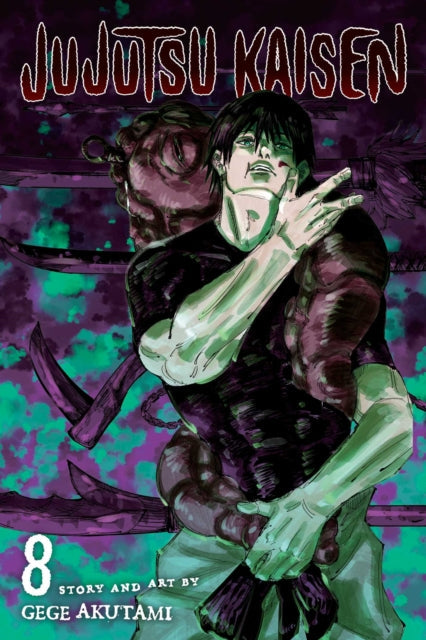 Jujutsu Kaisen, Vol. 8 manga cover featuring a man holding a monstrous entity.