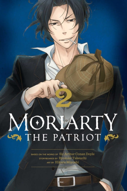 Moriarty the Patriot, Vol. 2 manga cover featuring a man in a suit holding a hat.