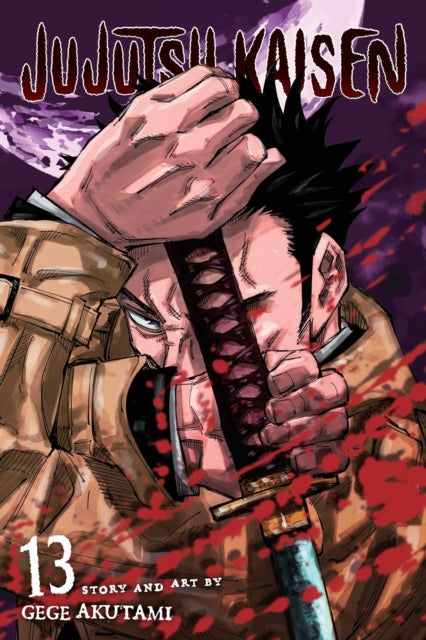 Jujutsu Kaisen, Vol. 13 manga cover featuring a man holding a bloody sword.