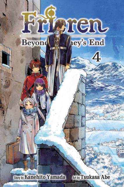 Frieren: Beyond Journey's End, Vol. 4 manga cover with characters in a snowy landscape.