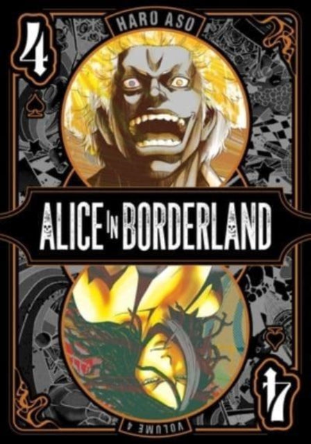 Alice in Borderland, Vol. 4 manga cover featuring a man's face and the title.