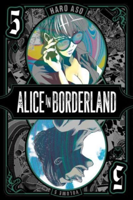 Alice in Borderland, Vol. 5 manga cover featuring two circular illustrations of characters.
