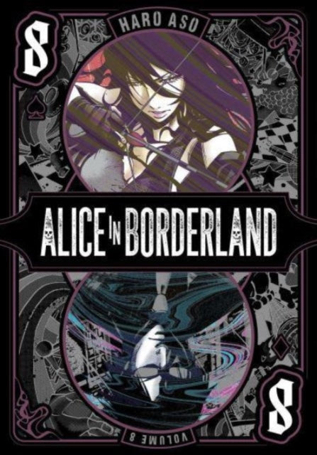 Alice in Borderland, Vol. 8 manga cover featuring a woman with dark hair and a skull.