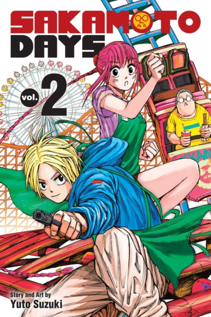 Sakamoto Days, Vol. 2 manga cover featuring characters at an amusement park.