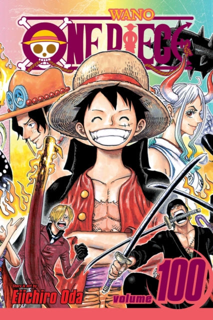 One Piece, Vol. 100 manga cover featuring Luffy and other characters.