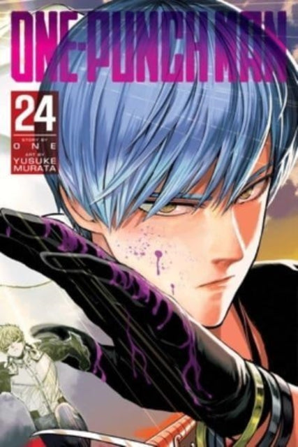 One-Punch Man, Vol. 24 manga cover featuring a close-up of a character with blue hair.