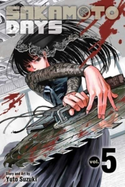 Sakamoto Days, Vol. 5 manga cover featuring a character with a large weapon.