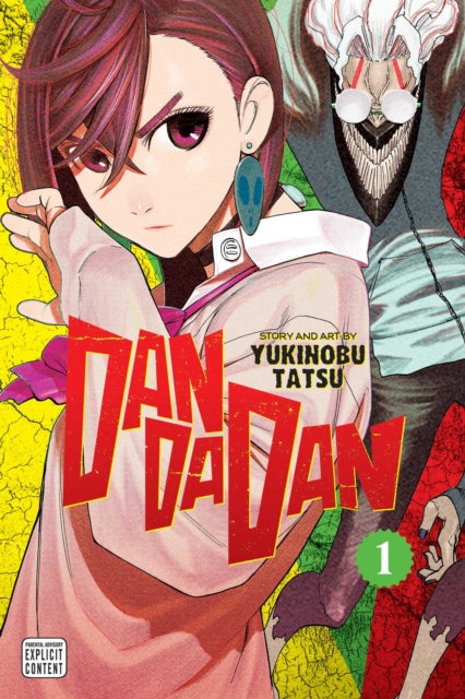 Dandadan, Vol. 1 manga cover featuring a young woman with purple hair and an alien earring.