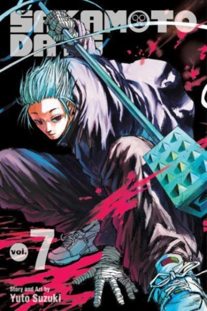 Sakamoto Days, Vol. 7 manga cover featuring a character with blue hair holding a weapon.
