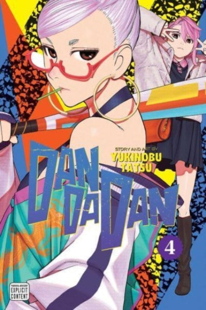 Dandadan, Vol. 4 manga cover featuring two young women with stylized hair and clothing.