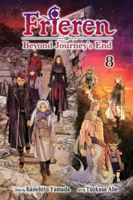Frieren: Beyond Journey's End, Vol. 8 manga cover featuring characters and ruins.