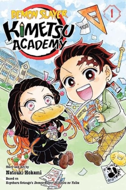 Demon Slayer: Kimetsu Academy Vol. 1 cover art with Tanjiro and Nezuko.