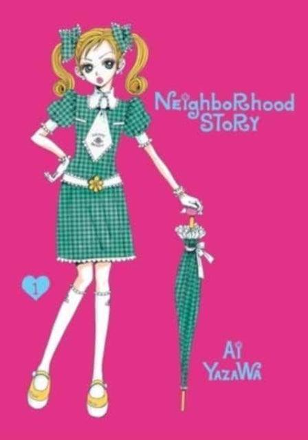 Neighborhood Story Vol. 1 manga cover with a girl in a green checkered dress holding an umbrella.