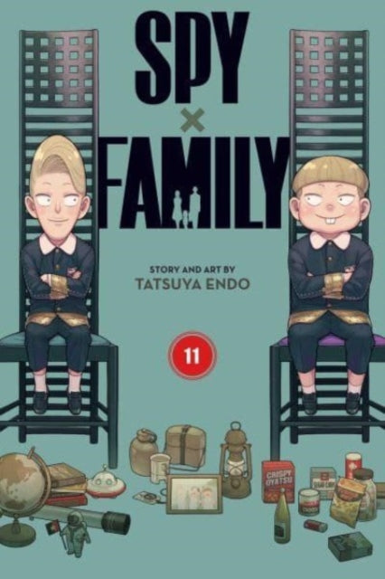 Spy x Family, Vol. 11 manga cover featuring Anya and Damian sitting on chairs.