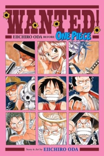 Wanted! Eiichiro Oda Before One Piece manga cover with nine character portraits.