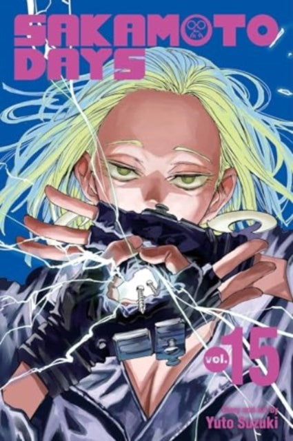 Sakamoto Days, Vol. 15 manga cover featuring a character with blonde hair and green eyes.