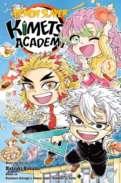 Demon Slayer: Kimetsu Academy Vol. 5 cover art features chibi characters from the series.