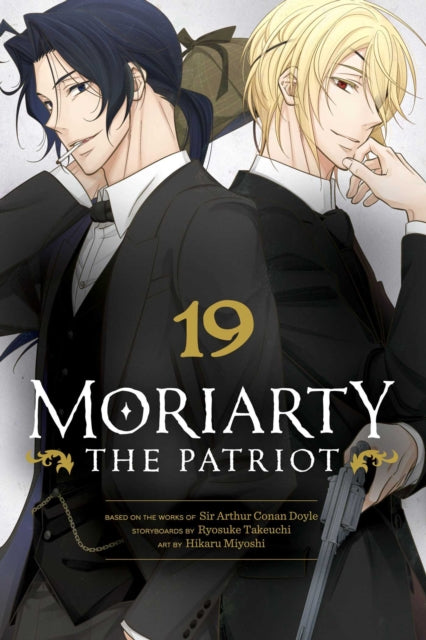 Moriarty the Patriot, Vol. 19 manga cover featuring two men in suits.