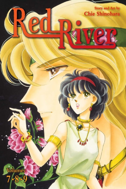 Red River manga cover featuring a woman and a man with flowers.