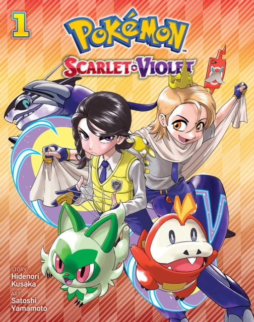Pokemon: Scarlet & Violet, Vol. 1 manga cover featuring characters and Pokemon.