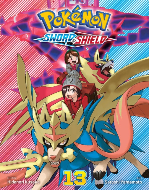 Pokemon: Sword & Shield, Vol. 13 manga cover featuring characters and Pokemon.