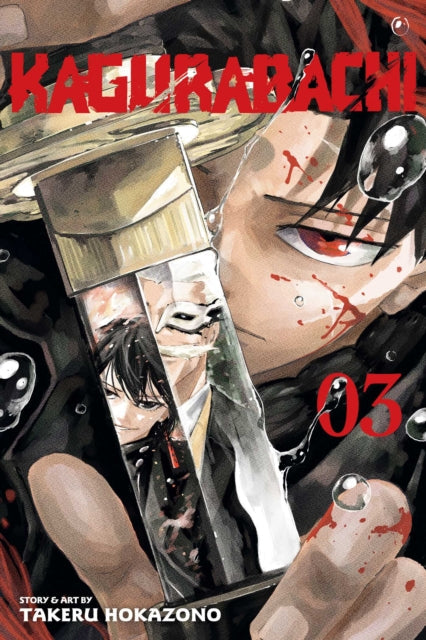 Kagurabachi, Vol. 3 manga cover featuring characters and blood splatters.