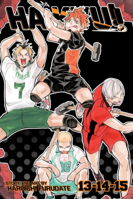 Haikyu!! 3-in-1 Edition Vol 5 cover art features four anime characters with hammers.