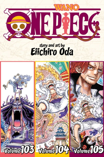 One Piece Wano arc volumes 103, 104, and 105 manga covers.