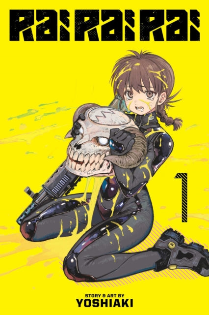 Rai Rai Rai, Vol. 1 manga cover featuring a girl holding a skull-like helmet.