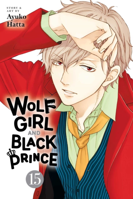 Wolf Girl and Black Prince, Vol. 15 manga cover featuring a young man in a red jacket.