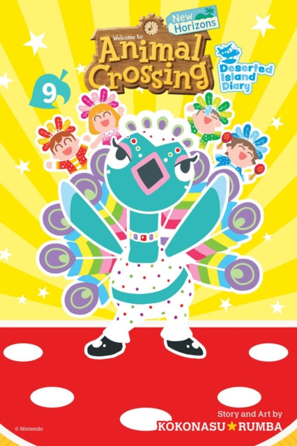 Animal Crossing New Horizons Vol 9 manga cover with characters and a peacock.